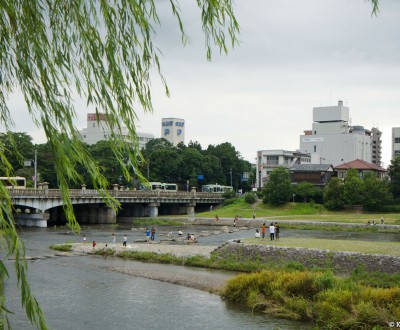 Kamo-gawa (Kyoto), View on the river in summer from downtown Kyoto