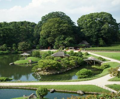 Koraku-en (Okayama), View on the Japanese garden and the main pond