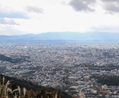 Mount Daimonji in Kyoto, View on the city from the mountain
