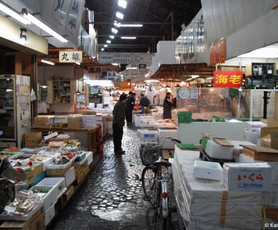 Tsukiji Fish Market, View of the market's alleys before the relocation