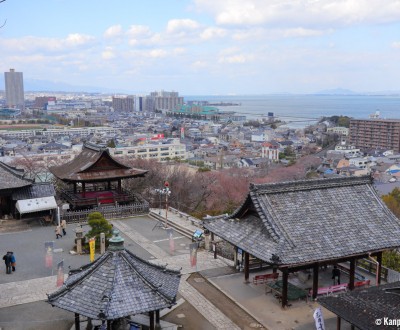 Panoramic view on Otsu and Lake Biwa from Mii-dera
