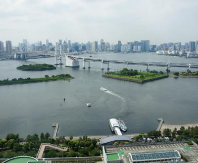Fuji TV (Odaiba), View on Rainbow Bridge and Tokyo from the observatory