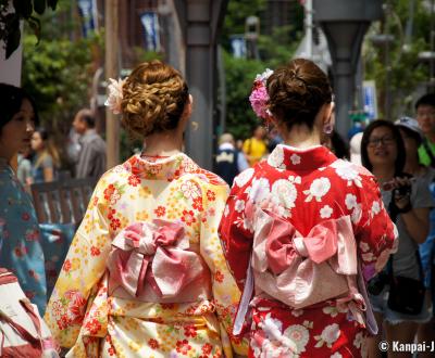 Women wearing yukata during Sanja Matsuri festival in Tokyo