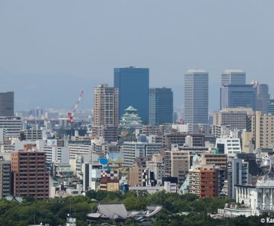 View on Osaka and its Castle from Tsutenkaku Tower