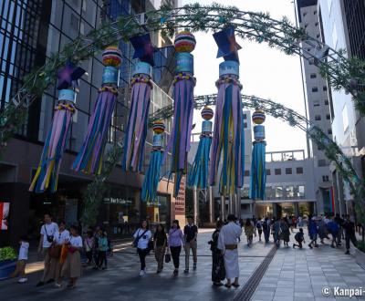 Fukinagashi streamers at Umeda Sky Building in Osaka for Tanabata Matsuri