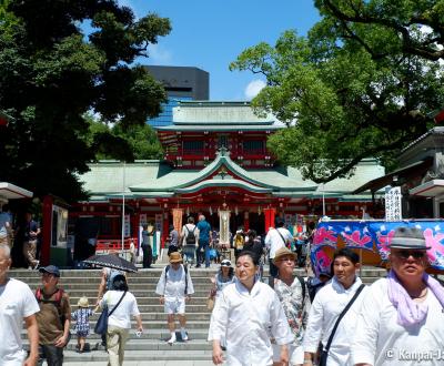 Tomioka Hachiman-gu, Honden main hall during Fukagawa Hachiman Matsuri in mid-August