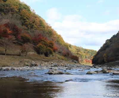 Hozugawa kudari (Kameoka), River and mountain landscape in autumn