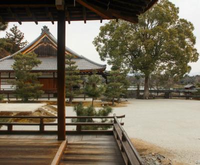 Daikaku-ji (Kyoto), View on Godai-do Hall and Osawa pond