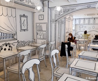 2D Cafe (Tokyo), Black and white comic-strip themed restaurant