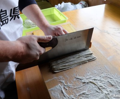 Soba-kiri knife for cutting Japanese buckwheat noodles (soba) 