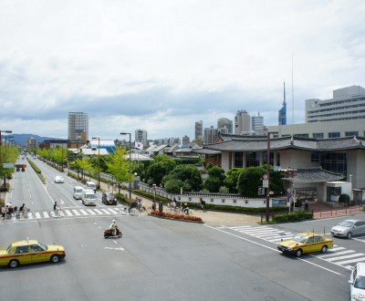 Fukuoka, View on an avenue of the city