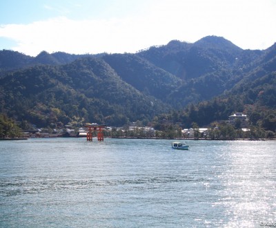 View on Miyajima Island and its floating torii gate