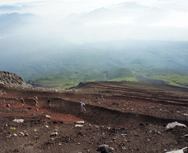 Zigzagging descent on Mount Fuji Zigzagging descent on Mount Fuji