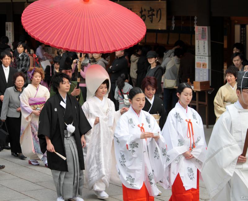 Wedding ceremony at Meiji-jingu shrine in Tokyo