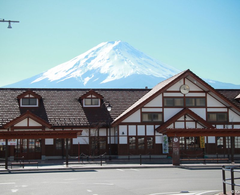 Kawaguchiko Station Inn, Kawaguchiko Station with Mount Fuji