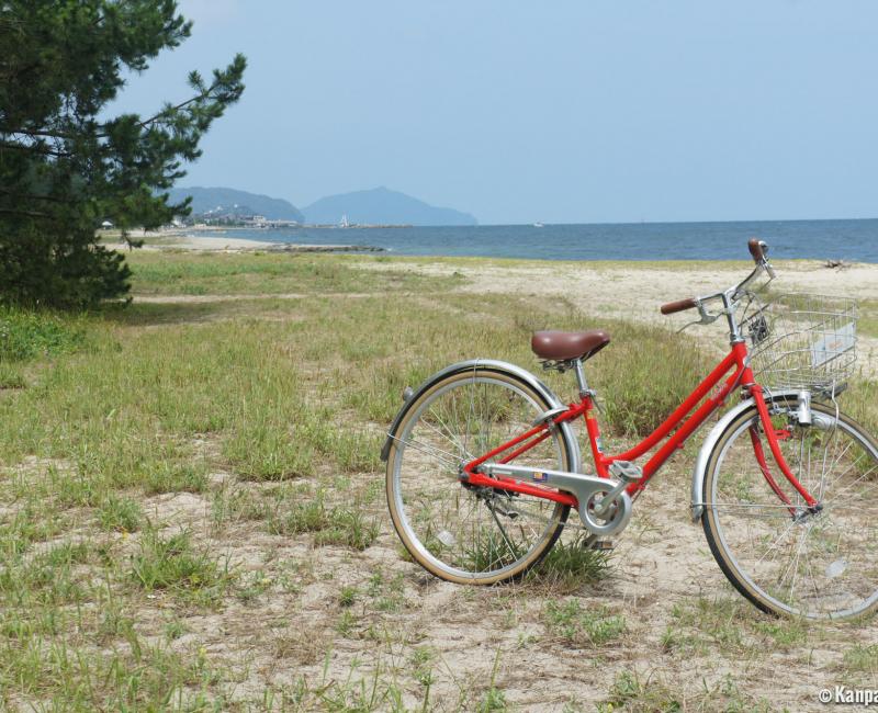 Amanohashidate, A bicycle on the white sand beach