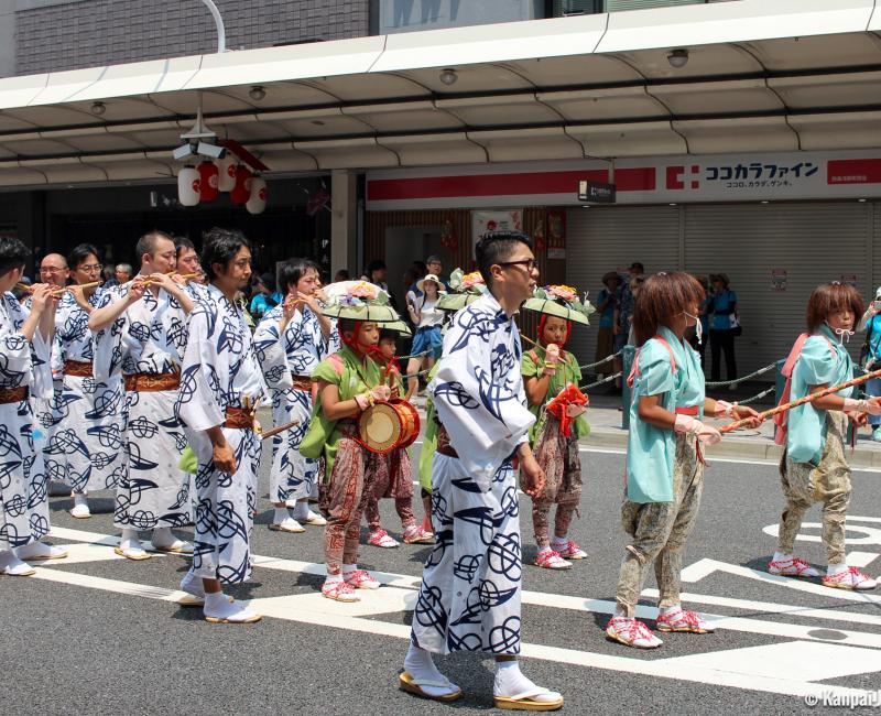 Gion Matsuri in Kyoto, Musicians dressed in traditional Japanese clothes Gion Matsuri in Kyoto, Musicians dressed in traditional Japanese clothes