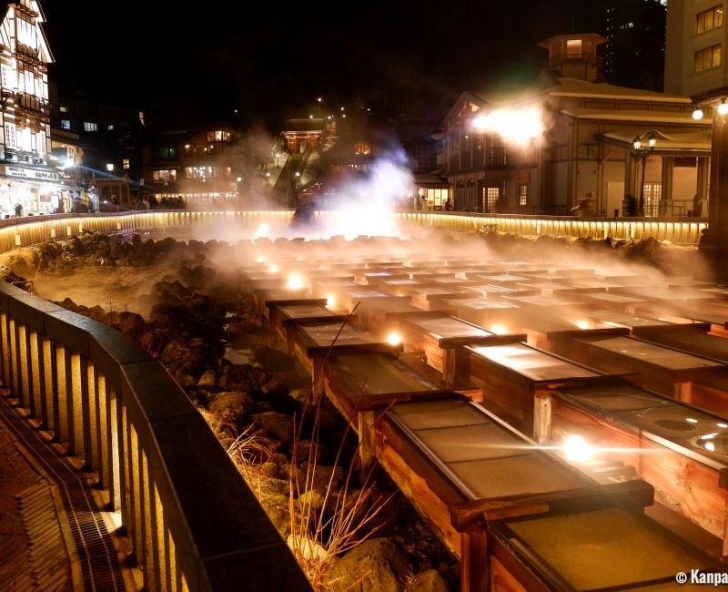 Kusatsu Onsen, Yubatake Hot water field at night 3
