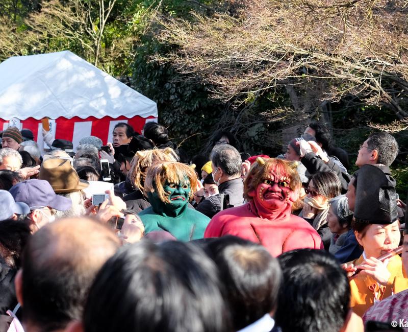 Setsubun, Rozan-ji, Oni demons in the crowd Setsubun, Rozan-ji, Oni demons in the crowd