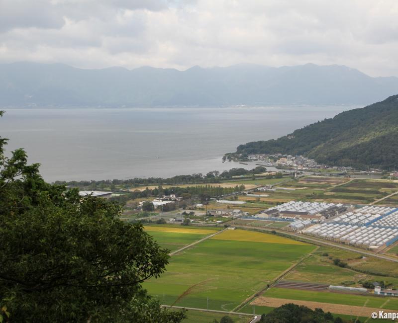 Omihachiman, View from Mount Hachiman on the city and Lake Biwa 2