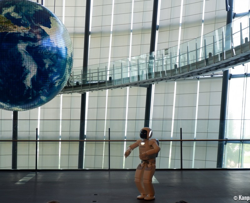 Miraikan (Odaiba, Tokyo), Geo-Cosmos earth globe and Asimo robot Miraikan (Odaiba, Tokyo), Geo-Cosmos earth globe and Asimo robot