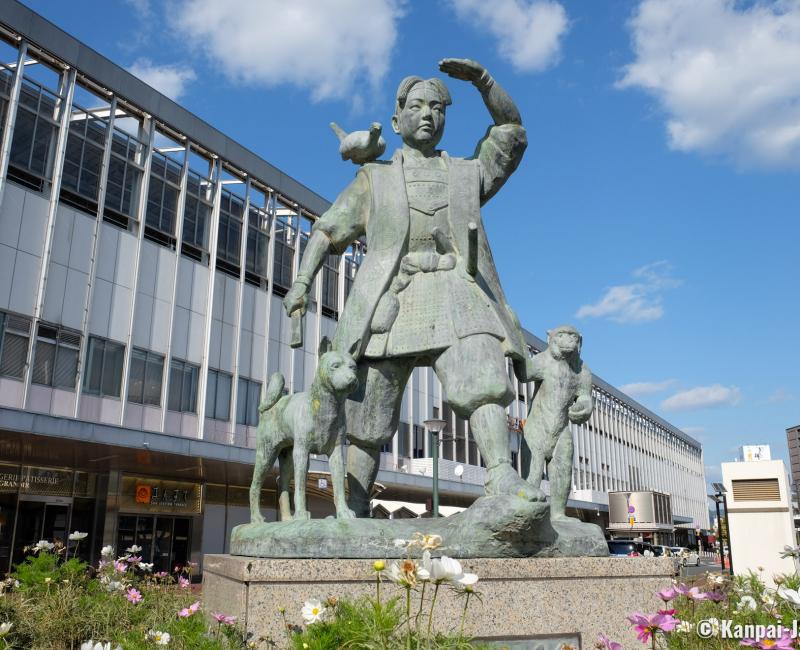Okayama, Momotaro Statue in front of JR train station Okayama, Momotaro Statue in front of JR train station