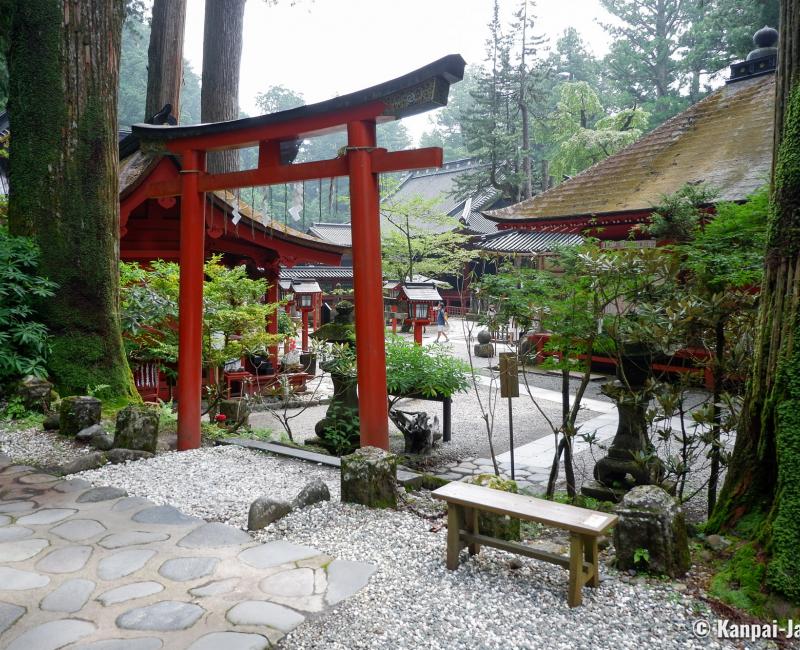 Futarasan-jinja, Nikko, Torii gate and view on the shrine's grounds Futarasan-jinja, Nikko, Torii gate and view on the shrine's grounds