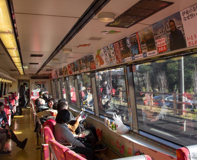 Jogasaki Coast (Ito), Scenic train running along the coast Jogasaki Coast (Ito), Scenic train running along the coast