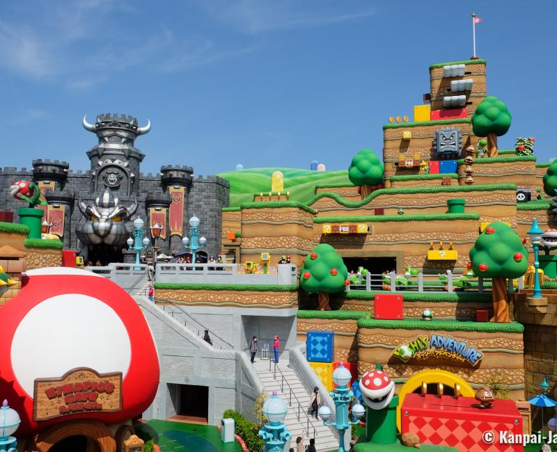 Super Nintendo World (USJ, Osaka), View on Mushroom Kingdom, Bowser's Castle and Mount Beanpole