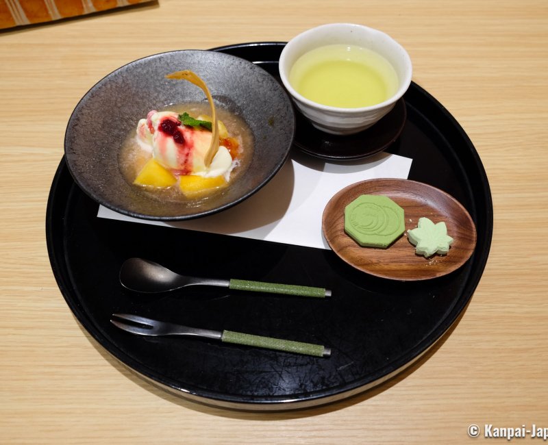 Ise Shinsen Ryokan (Mie Prefecture), Traditional Japanese dessert served with green tea Ise Shinsen Ryokan (Mie Prefecture), Traditional Japanese dessert served with green tea