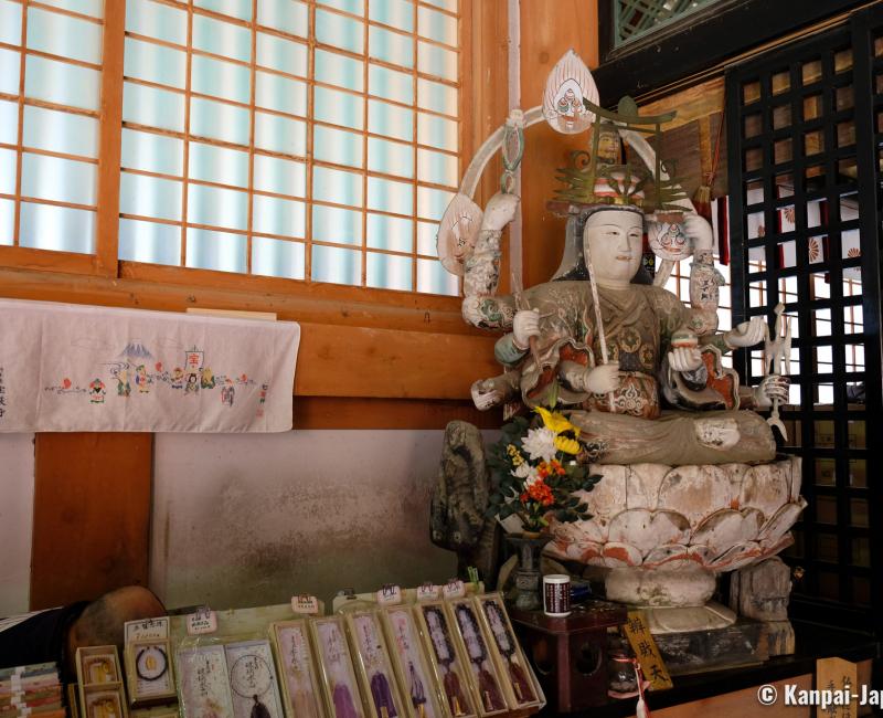 Chikubushima (Lake Biwa, Shiga prefecture), Statue of Benzaiten with several pairs of arms Chikubushima (Lake Biwa, Shiga prefecture), Statue of Benzaiten with several pairs of arms