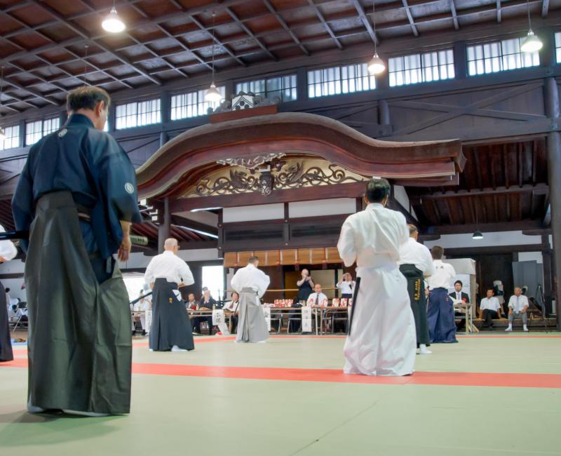 Butokuden in Kyoto, Japanese sword fencing demonstration Butokuden in Kyoto, Japanese sword fencing demonstration