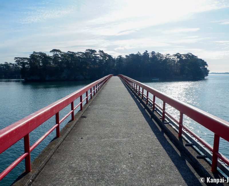 Matsushima, Fukuura-bashi red bridge to access Fukuurajima