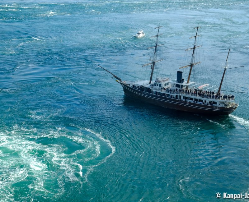 Naruto Whirlpools, Tourist ship nearing a whirlpool Naruto Whirlpools, Tourist ship nearing a whirlpool