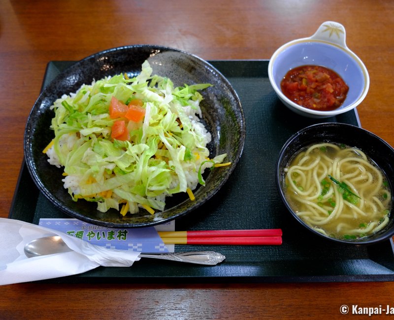 Okinawa Cuisine, Typical set menu with taco rice and Okinawa soba noodles