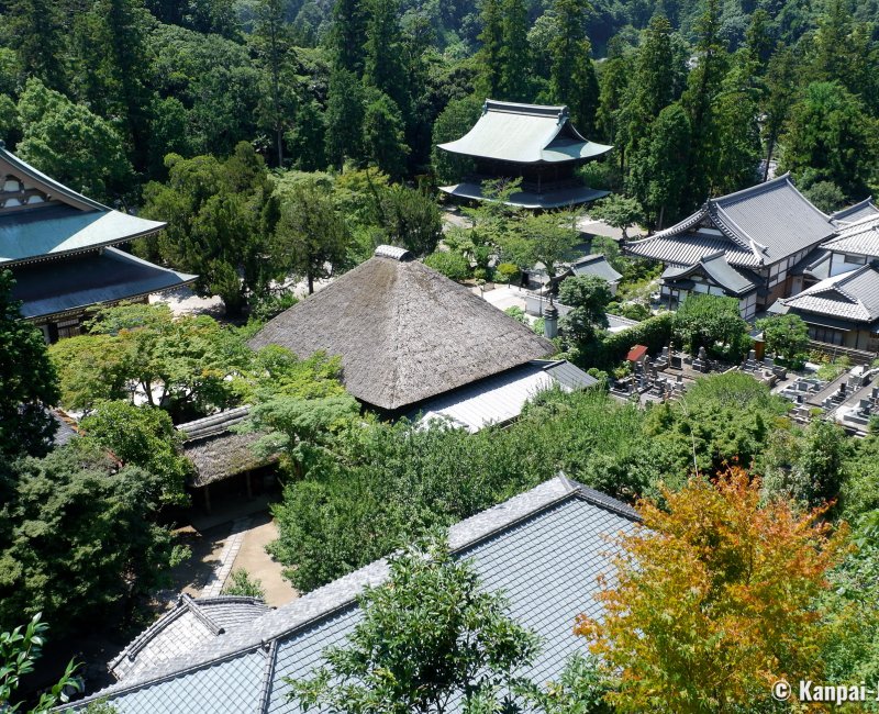 Engaku-ji (Kamakura), View on the temple's pavilions roofs from the cemetery