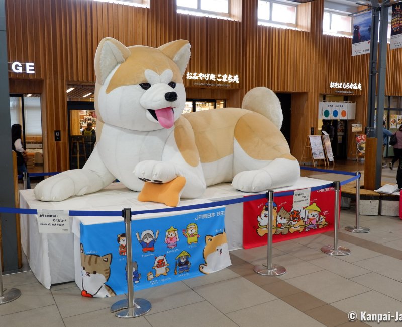Akita, Large Akita-inu plush toy displayed in the West Hall of the Shinkansen JR station