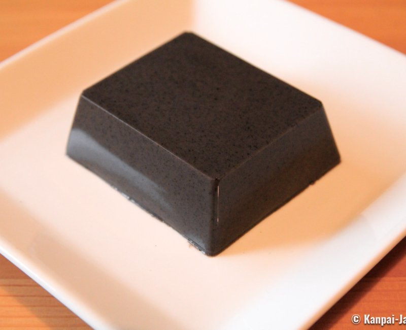 Sesame black tofu (goma-tofu) in a plate