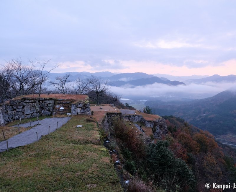 Takeda Castle Ruins, Sunrise in November and sea of clouds Takeda Castle Ruins, Sunrise in November and sea of clouds