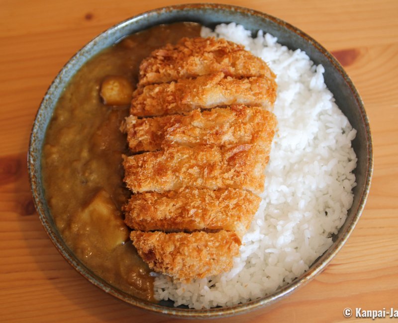 Katsu-kare, Plate of Japanese curry rice with tonkatsu breaded pork Katsu-kare, Plate of Japanese curry rice with tonkatsu breaded pork