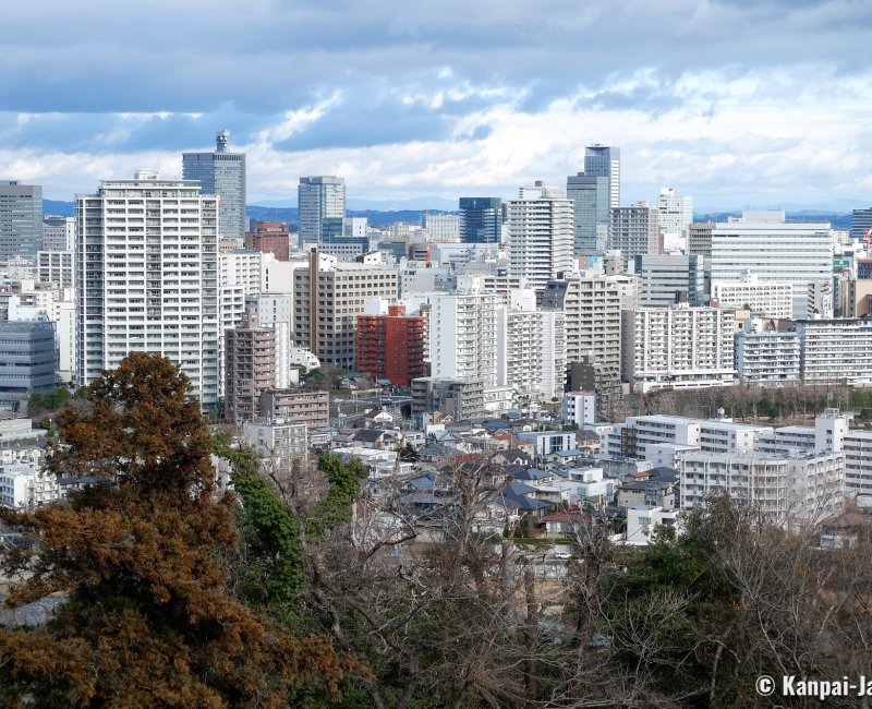 Sendai Castle, View on the modern city from Mount Aoba