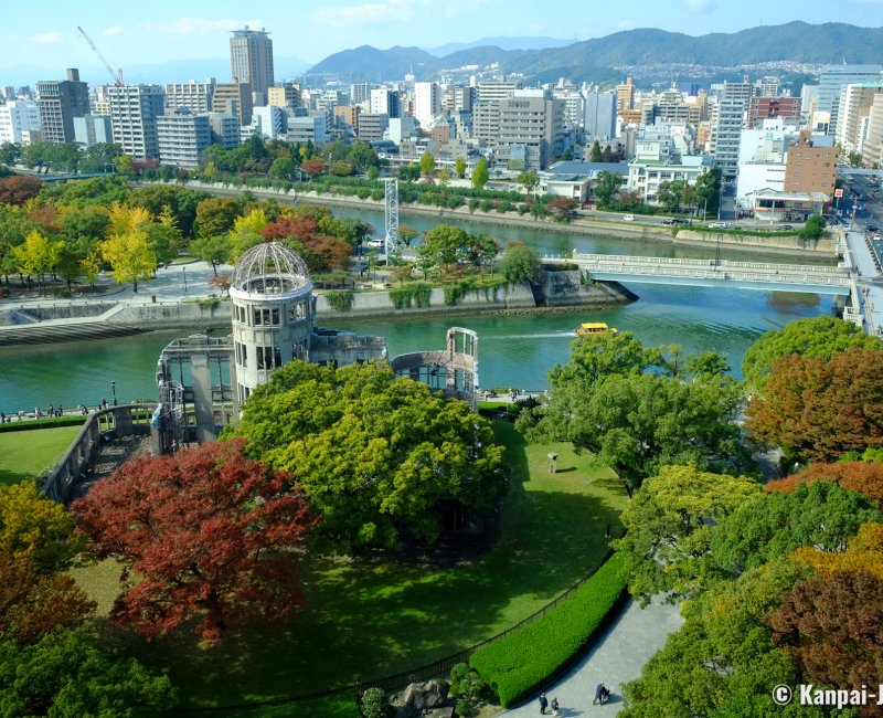 Hiroshima Orizuru Tower, Panoramic view on the Genbaku Dome and the Peace Memorial Park Hiroshima Orizuru Tower, Panoramic view on the Genbaku Dome and the Peace Memorial Park
