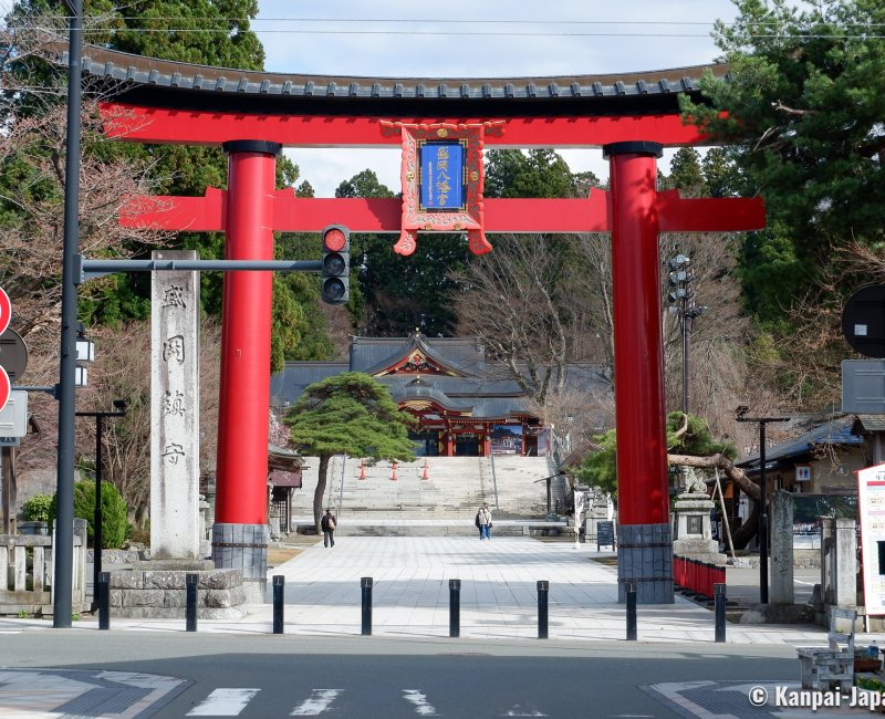 Morioka Hachiman-gu, Great Torii gate at the entrance of the grounds Morioka Hachiman-gu, Great Torii gate at the entrance of the grounds