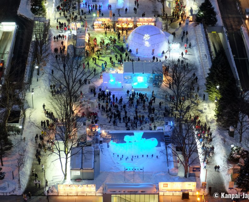 Sapporo TV Tower, Night view on Odori Park during the Yuki Matsuri Festival in February