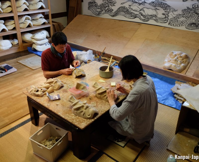 Yunotsu (Oda, Shimane), Kagura Iwami masks making at Kobayashi Kobo studio Yunotsu (Oda, Shimane), Kagura Iwami masks making at Kobayashi Kobo studio