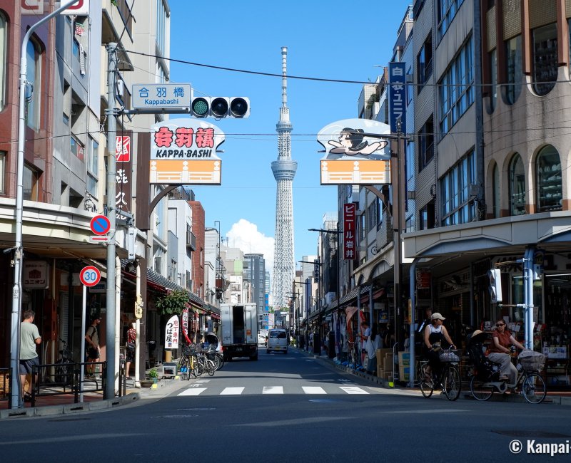 Kappabashi-dori (Tokyo), View on Tokyo SkyTree from the area