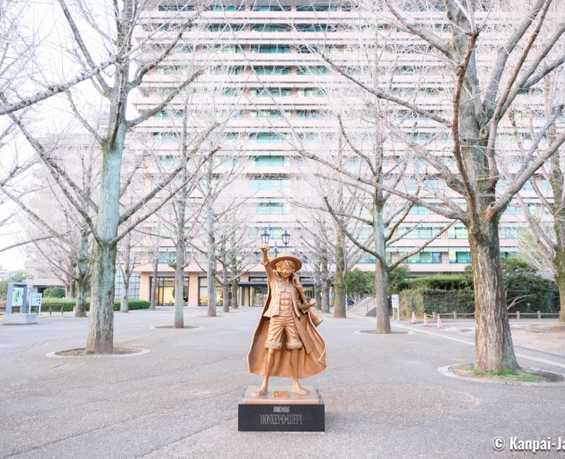One Piece Kumamoto Revival Project (Kyushu), Statue of Luffy in the city center of Kumamoto in winter