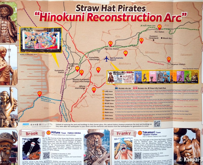 One Piece Kumamoto Revival Project (Kyushu), Paper map to find the statues