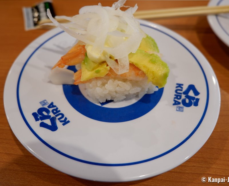Kura Sushi, Akabane Station East Exit Store (North Tokyo), Shrimp avocado sushi Kura Sushi, Akabane Station East Exit Store (North Tokyo), Shrimp avocado sushi