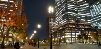 Marunouchi, Tokyo Station west forecourt at night